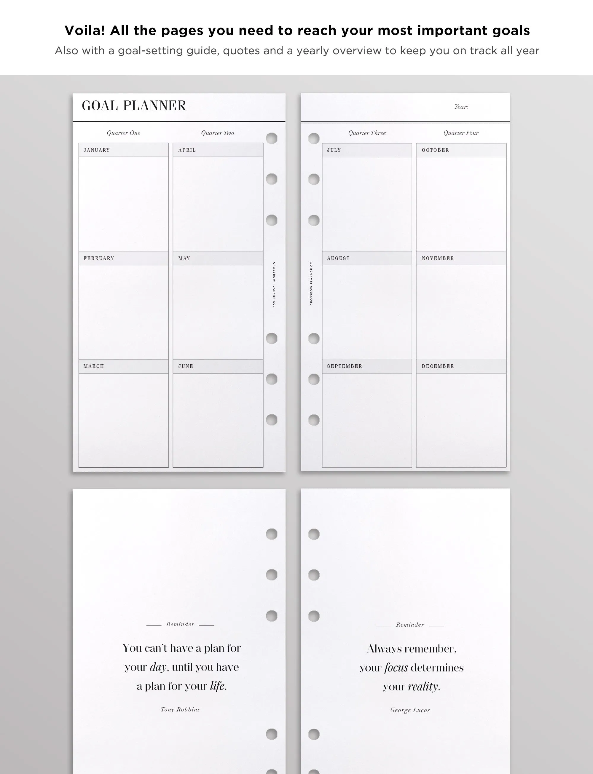 12 Month Goal Planning Set | Personal Planner Inserts