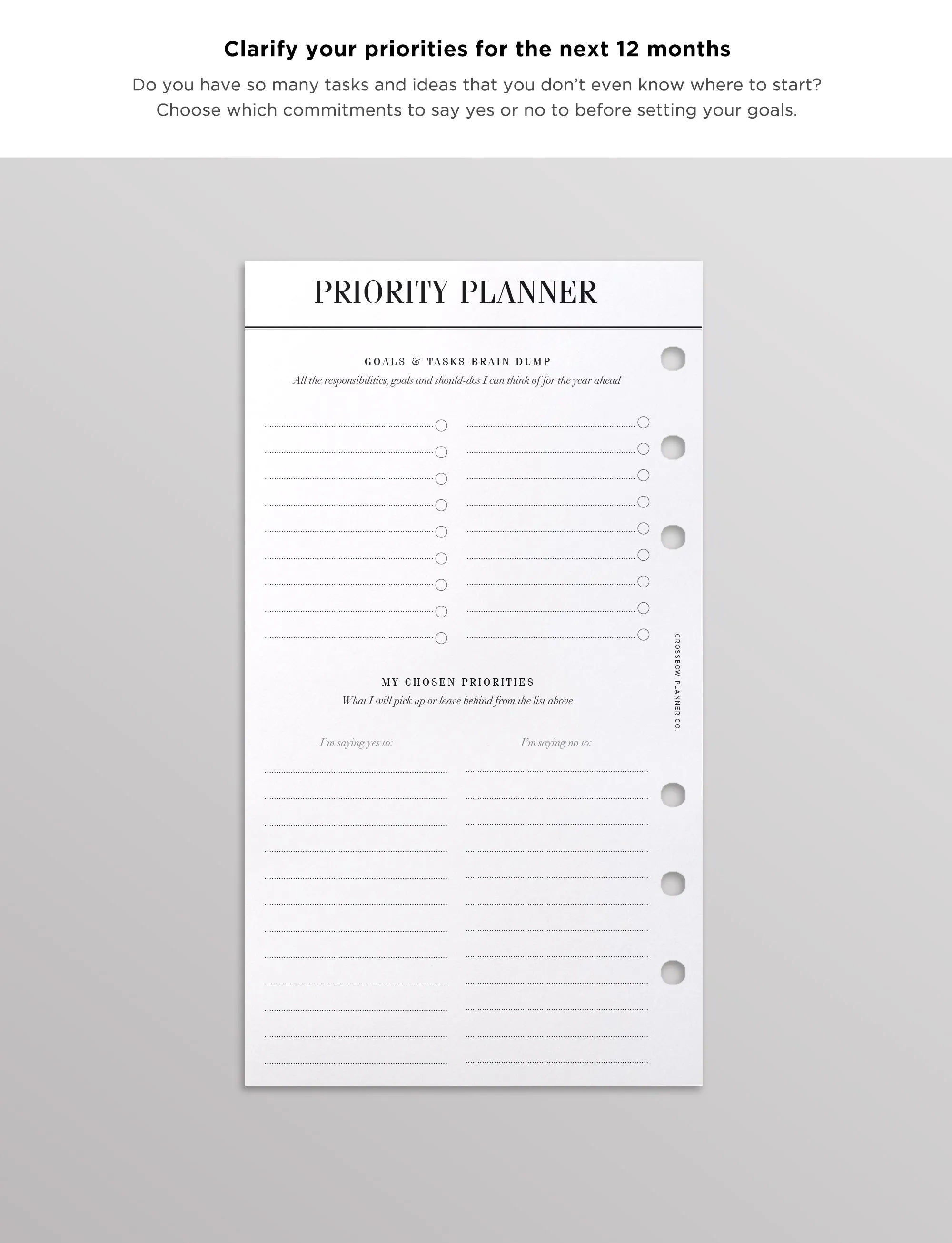 12 Month Goal Planning Set | Personal Planner Inserts