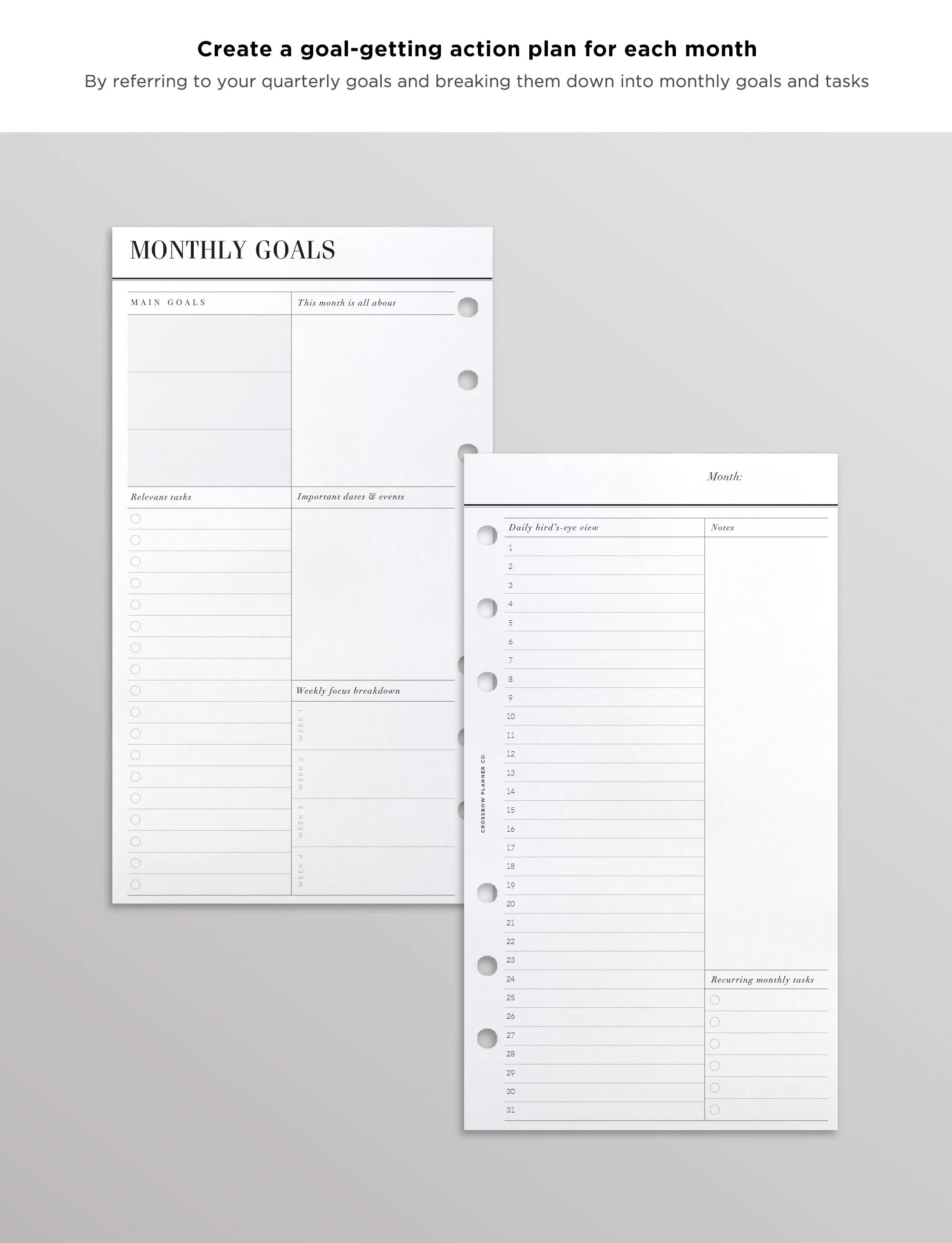 12 Month Goal Planning Set | Personal Planner Inserts