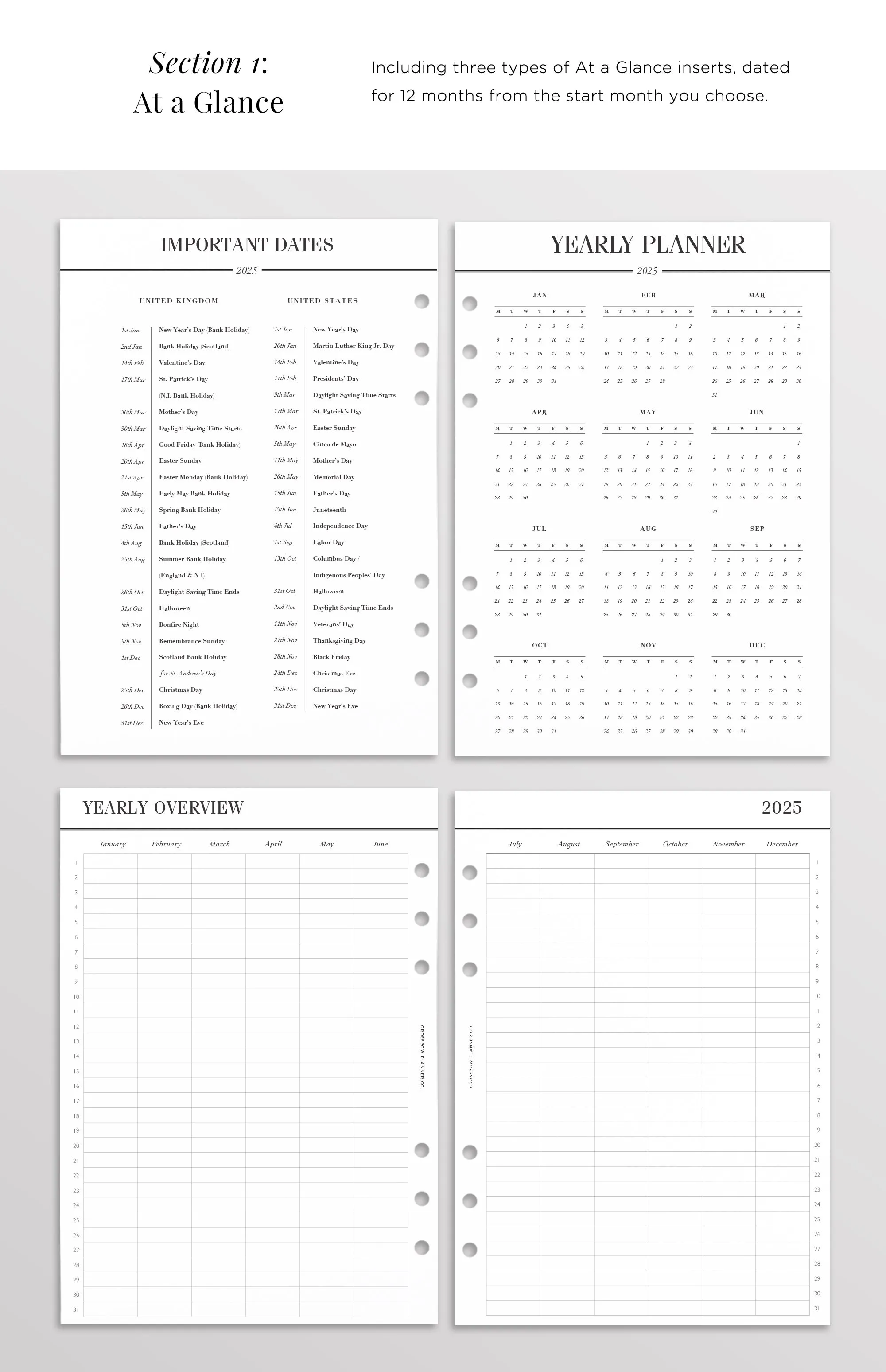 2025 A5 Planner Inserts | Choose Your Start Month