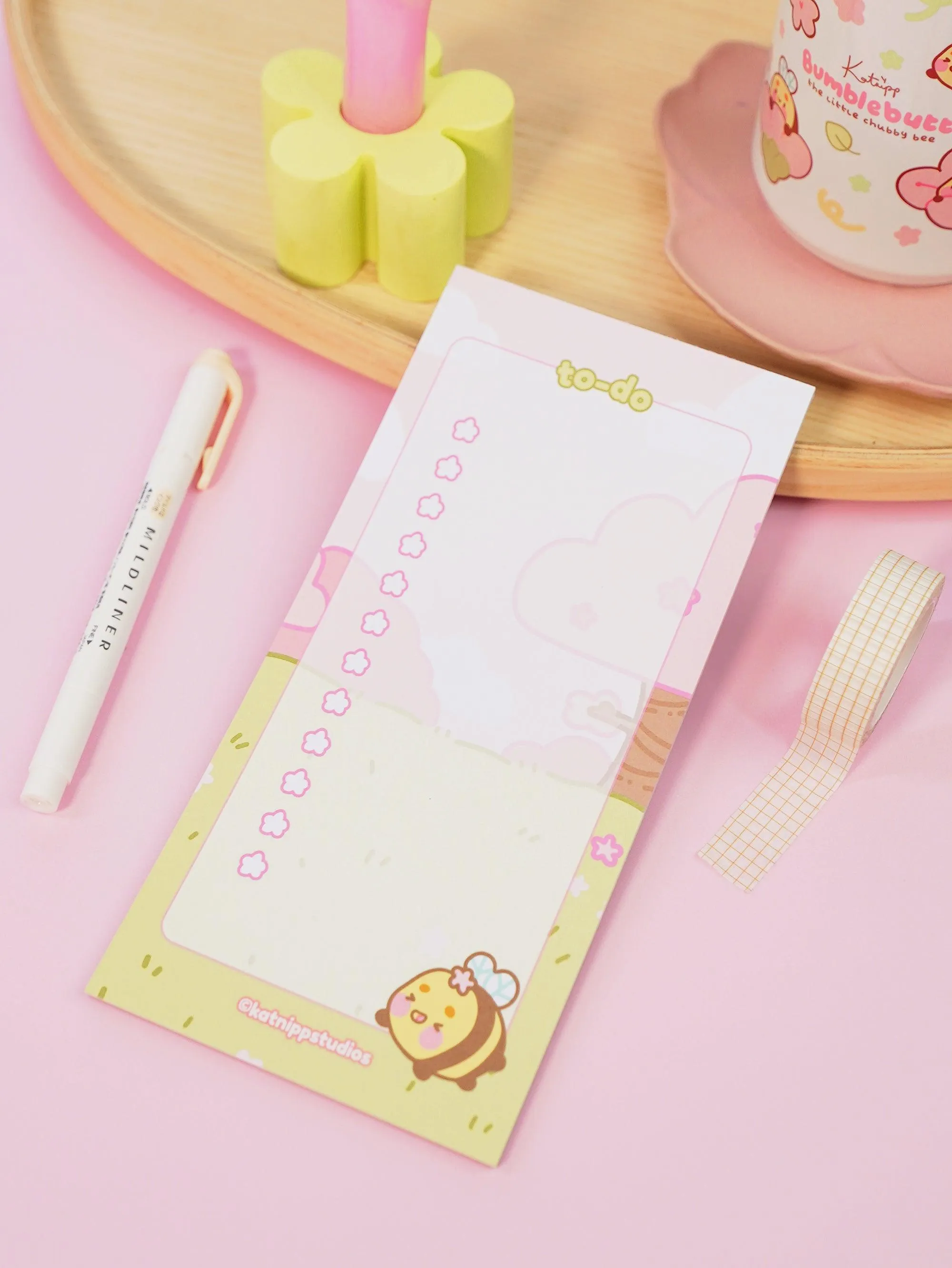 Bumblebutt Sakura 50-Page To-Do List Notepad | Cute DL-Size Notebook