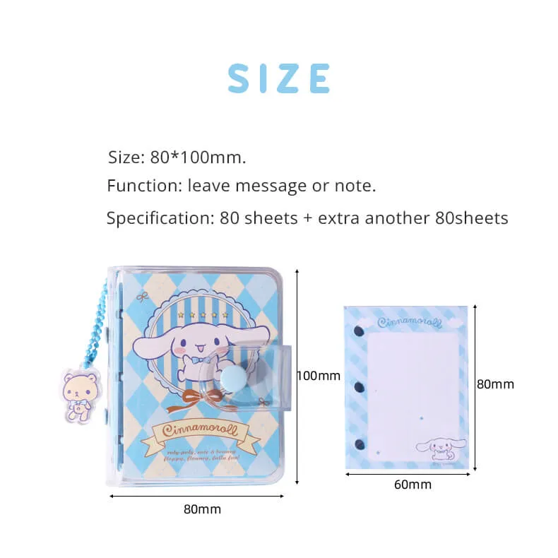 Cute Sanrio Pocket Spiral Notepads Campus Checkered Pattern