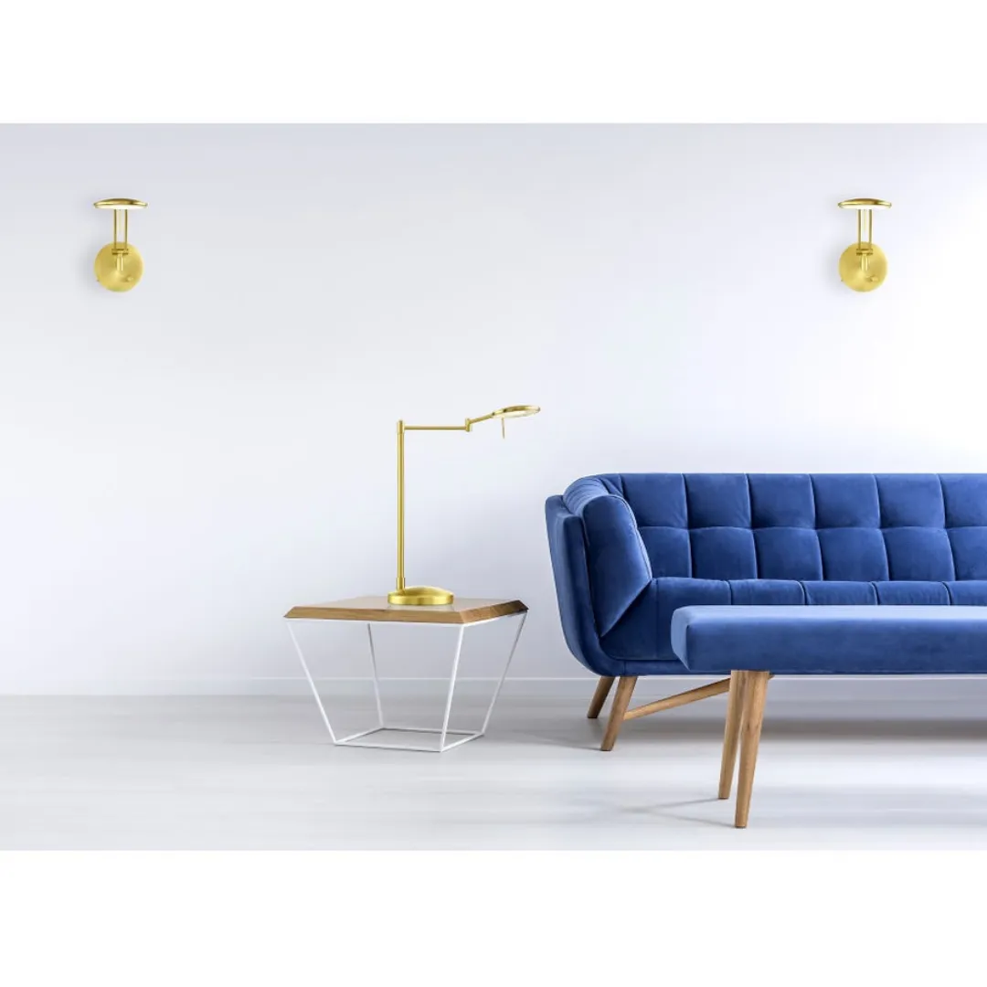 Dessau Turbo Swing-Arm Table Lamp in Satin Brass