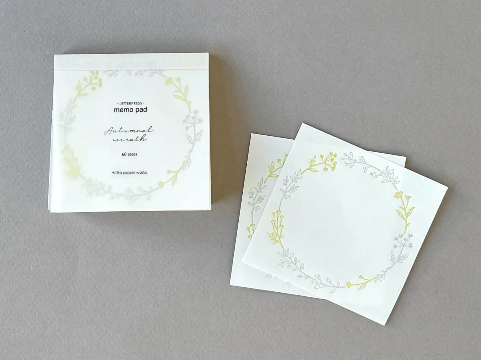 High Quality Botanical Garden Letterpress Memo Pad - Wreath