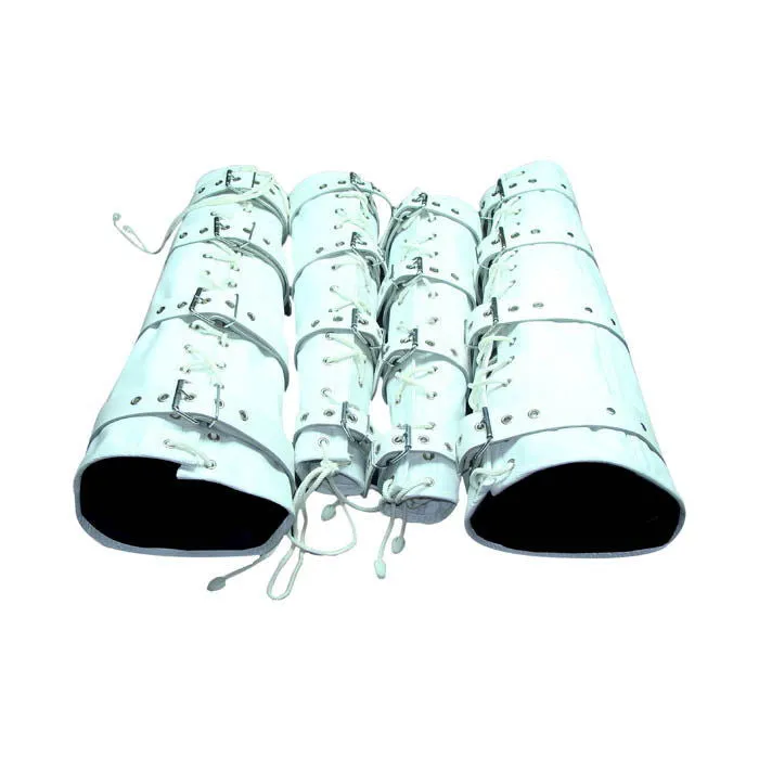 Mens White Leather Arm And Leg Binders Heavy Duty Bondage Set - ABLB - WHT