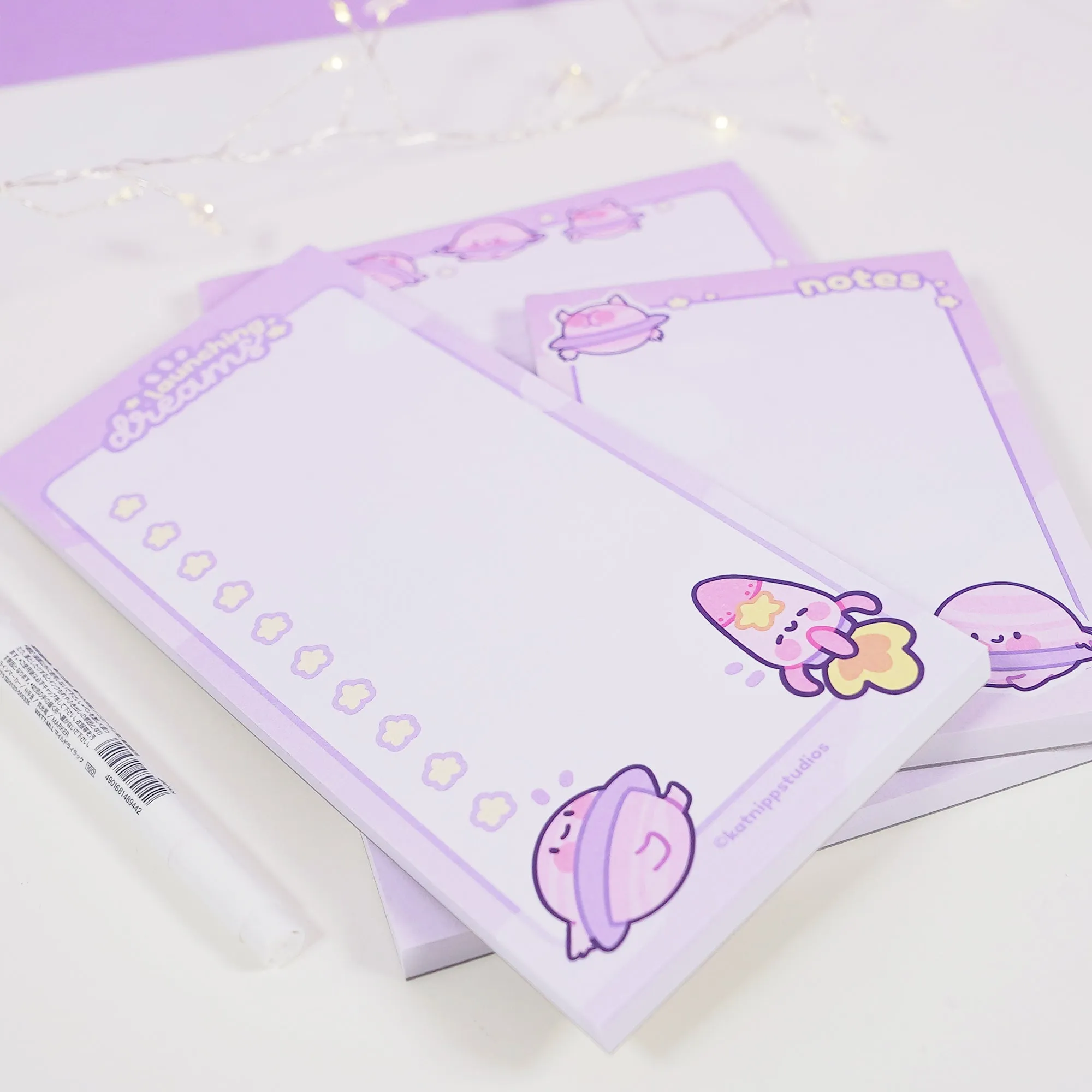 Pocket Planets: Katnipp Kawaii 3x Notepad Letterset Bundle with 50-Page To-Do List - A6 and A5 Note Pads - Kawaii Stationery Lovers