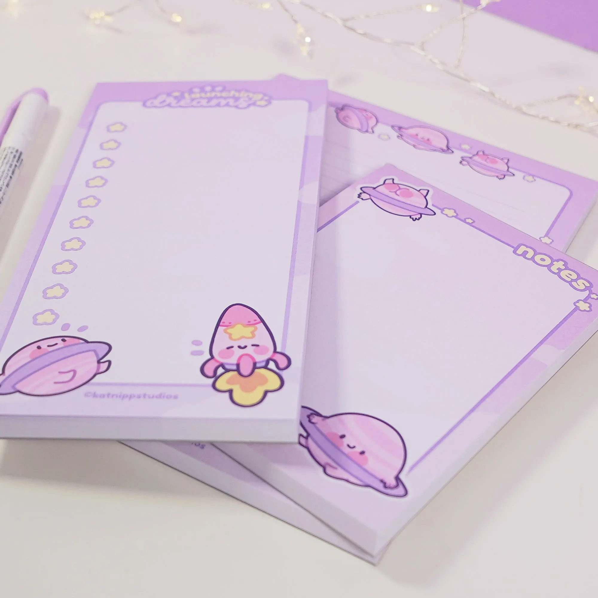 Pocket Planets: Katnipp Kawaii 3x Notepad Letterset Bundle with 50-Page To-Do List - A6 and A5 Note Pads - Kawaii Stationery Lovers