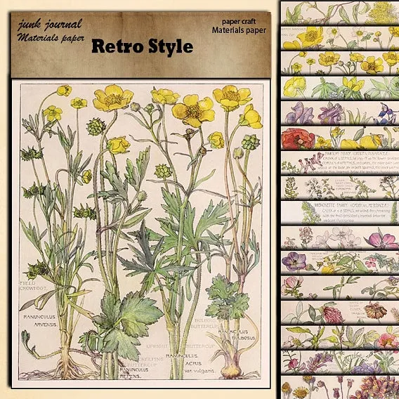 Retro Florals Paper Pad (20 Sheets) (PW-WG648B8-01)