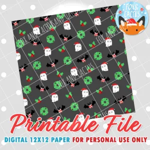 Spooky Christmas 12x12 Digital Paper (DIGITAL DOWNLOAD) - Printable/Clipart File - Personal Use Only