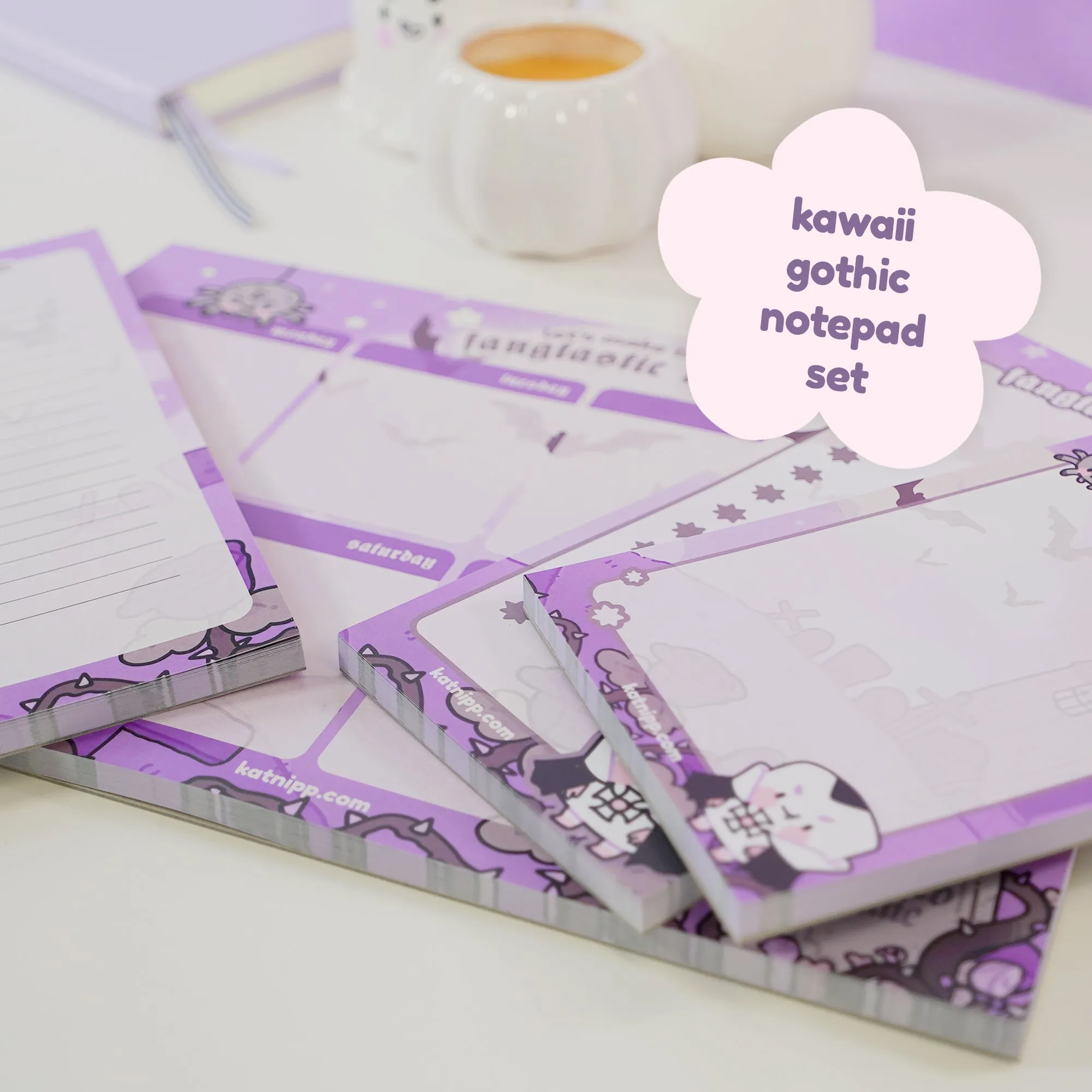 Vampies Vault Kawaii Halloween Notepad Bundle | Gothic Spooky Stationery Set | Cute Pumpkin & Ghost Notepads for Writing & Notes