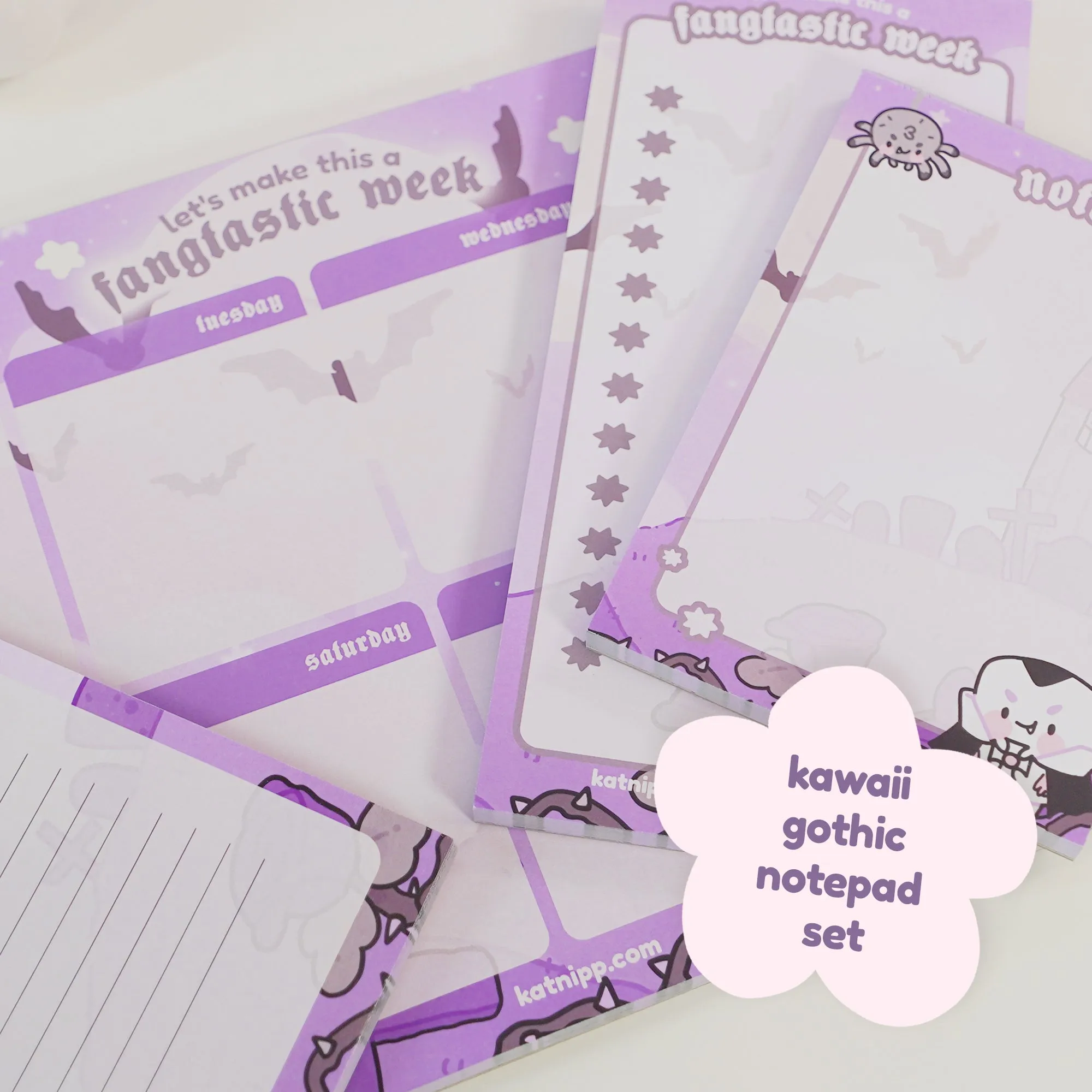 Vampies Vault Kawaii Halloween Notepad Bundle | Gothic Spooky Stationery Set | Cute Pumpkin & Ghost Notepads for Writing & Notes