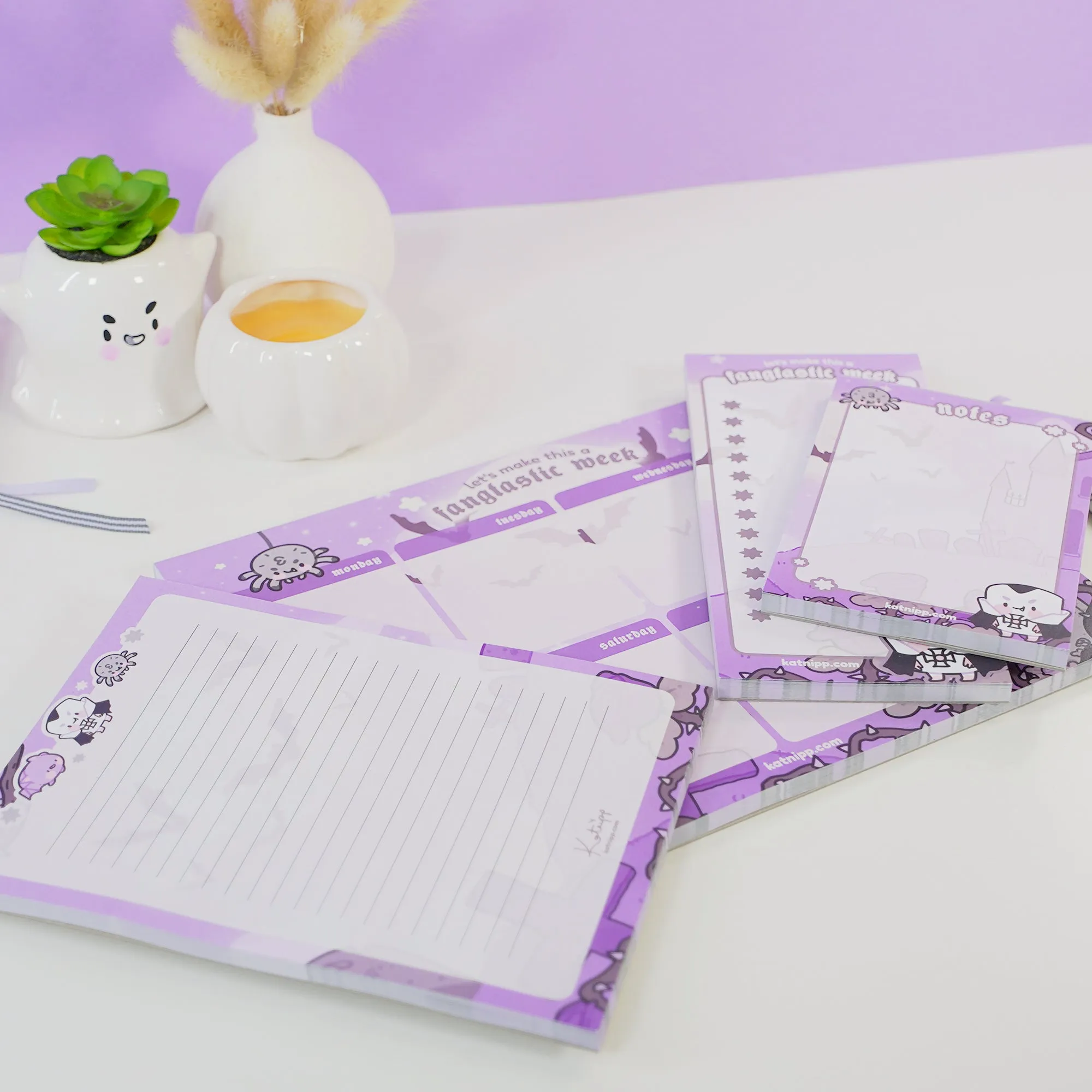 Vampies Vault Kawaii Halloween Notepad Bundle | Gothic Spooky Stationery Set | Cute Pumpkin & Ghost Notepads for Writing & Notes