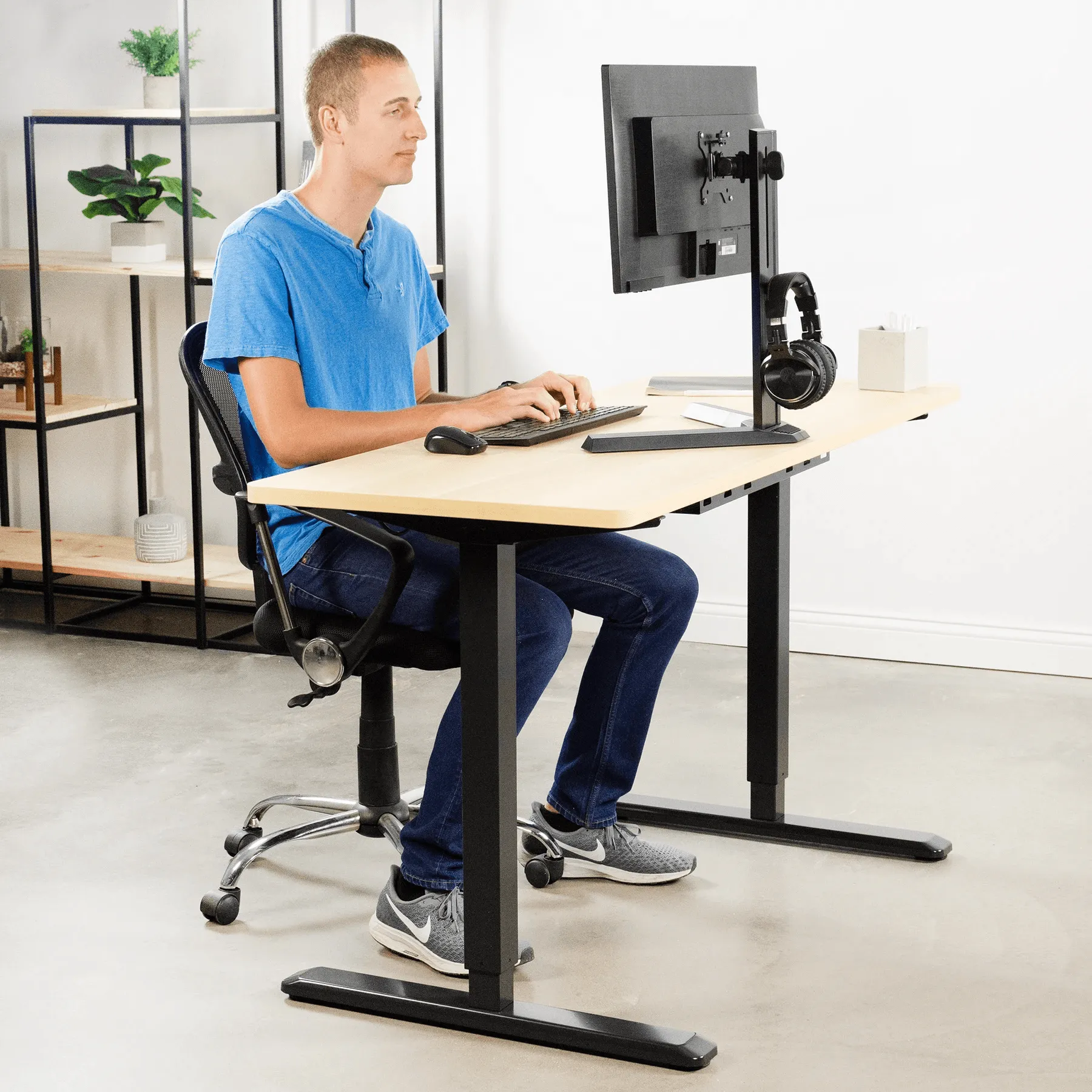 VIVO Black Electric Height-Adjustable Standing Desk Frame Base, DESK-V101EB, DESK-V101EW