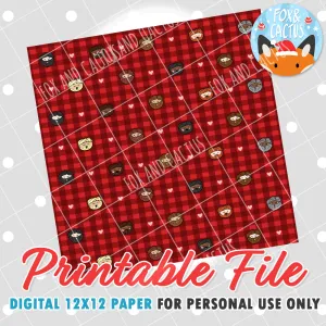 Winter Beards 12x12 Digital Paper (DIGITAL DOWNLOAD) - Printable/Clipart File - Personal Use Only